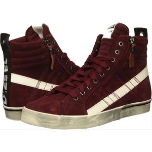 DIESEL Men's Burgundy High-Top Sneakers